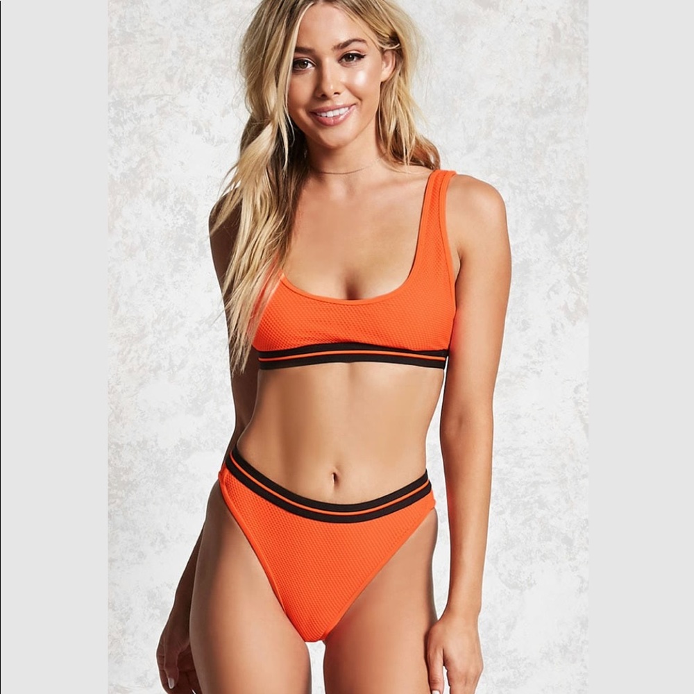 Forever 21 Mesh Sporty Bikini Orange